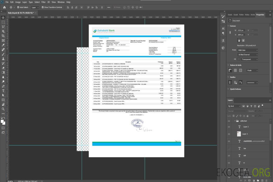 Somalie Dahabshil Bank Relevé bancaire international Modèle Word et PDF template Somalie Dahabshil Bank Relevé bancaire international Modèle Word et PDF template